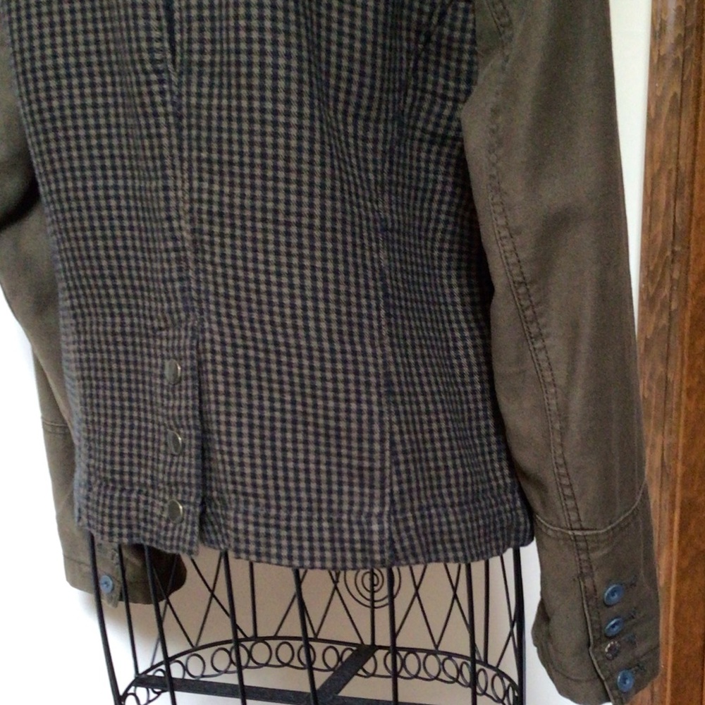 Anthropologie | Hei Hei Army Green Mixed Media jacket blazer Women’s, 14P - Picture 7 of 11
